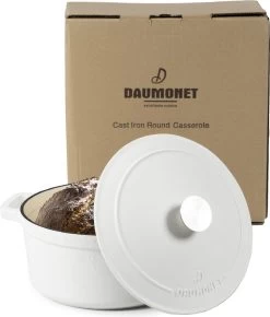 Daumonet Carême Blanc Gietijzeren Braadpan - Sudderpan Wit - Rond - Ø 26 Cm - 4,4 Liter - 100% PFAS & PFOA Vrij - Emaille - Geschikt Voor Alle Warmtebronnen - Elektrisch - Gas - Halogeen - Inductie - Keramisch - Vaatwasserbestendig -Keukengerei Winkel 1023x1200 1