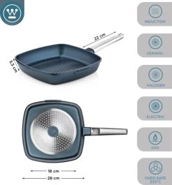 Westinghouse Performance Series - Grillpan Inductie 28cm - Luxe Grillpan - Blauw - Steakpan - Geschikt Voor Alle Warmtebronnen Inclusief Inductie En Ovenbestendig -Keukengerei Winkel 1120x1200 10