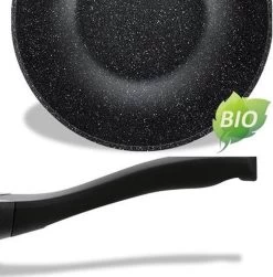 Luxe Swiss Wokpan - Ø 28 Cm - Marmeren Coating - Inductie - Met Glazen Deksel - Zwart -Keukengerei Winkel 1180x1200