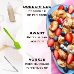 IRONO Poffertjespan Set - Incl. Doseerfles, Kwast En Vork - Poffertjespan Inductie En Electrisch - Poffertjesmaker 19 Poffertjes - Poffertjes Maken - Spuitfles - Cadeau Voor Mannen En Vrouwen -Keukengerei Winkel 1199x1200 4