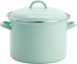 Lite-Body Soeppan / Stamppotpan Met Deksel - Ø 22 Cm/ 6ltr - Emaille - Mintgroen