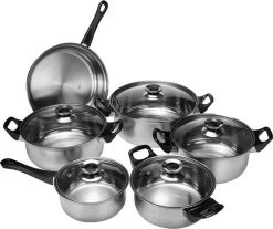 KitchenPrince 12-Delige Pannenset RVS - Pottenset - Kookpannen - Koekenpan - Steelpan - Bakpan - PFAS-Vrij - Pannenset - Pannenset Inductie - Antiaanbaklaag - Koekenpannenset -Keukengerei Winkel 1200x1008 1