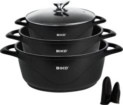 BIKO - Smile Pannen 8 Delige Pannenset - Braadpan - Zwart