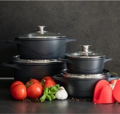 Smile 10 Delige Pannenset - Antiaanbaklaag - Vaatwasser Bestendig - Zwart -Keukengerei Winkel 1200x1142