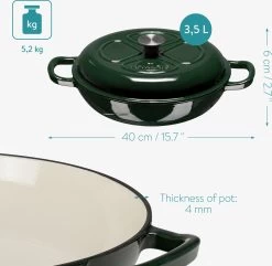 Navaris Gietijzeren Stoofpan Met Deksel- 3,5 Liter Gietijzeren Ovenschaal Van Email - Geschikt Voor Alle Warmtebronnen - Groen -Keukengerei Winkel 1200x1171 3