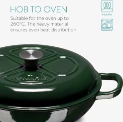 Navaris Gietijzeren Stoofpan Met Deksel- 3,5 Liter Gietijzeren Ovenschaal Van Email - Geschikt Voor Alle Warmtebronnen - Groen -Keukengerei Winkel 1200x1189 2