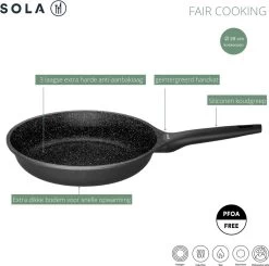 Sola Koekenpan Fair Cooking - Ø 28 Cm - Zwart/wit - Aluminium - Antiaanbaklaag -Keukengerei Winkel 1200x1189
