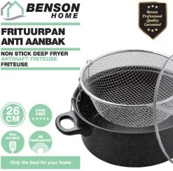 Benson Frituurpan Met Korf - Ø 26 Cm - Carbonstaal Met Marmer Coating -Keukengerei Winkel 1200x1192 1
