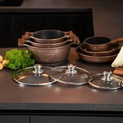 Herenthal Inductie Pannenset- Luxe 10-delige Koekenpannenset - Voor Alle Warmtebronnen - Met Glazen Deksels - Koper -Keukengerei Winkel 1200x1200 251