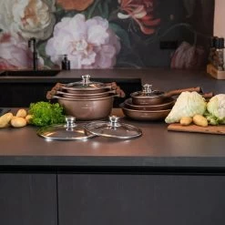 Herenthal Inductie Pannenset- Luxe 10-delige Koekenpannenset - Voor Alle Warmtebronnen - Met Glazen Deksels - Koper -Keukengerei Winkel 1200x1200 253