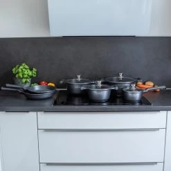 Herenthal Pannenset Inductie - Luxe 10-Delige Pannenset - Kookpotten Voor Alle Warmtebronnen - Kookpan - Pan Inductie Met Glazen Deksels En Koudgrepen - Grijs -Keukengerei Winkel 1200x1200 309