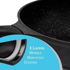 Marble Coating Wokpan Inductie - Met Glazen Deksel - Zwart - 30 Cm -Keukengerei Winkel 1200x1200 370