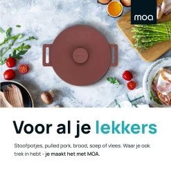 MOA Gietijzeren Braadpan - Inhoud 4,75 Liter - 26CM - Rond - Alle Warmtebronnen - Ook Voor Inductie - Gewicht 5,8 Kg - Bordeaux Rood - MC26BR -Keukengerei Winkel 1200x1200 394