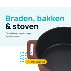 MOA Gietijzeren Braadpan - Inhoud 4,75 Liter - 26CM - Rond - Alle Warmtebronnen - Ook Voor Inductie - Gewicht 5,8 Kg - Bordeaux Rood - MC26BR -Keukengerei Winkel 1200x1200 395