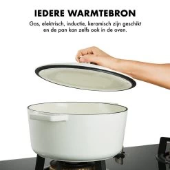 MOA Gietijzeren Braadpan - Inhoud 5,7 Liter - 26CM - Rond - Alle Warmtebronnen - Ook Voor Inductie - Gewicht 5,8 Kg - Wit - C26W -Keukengerei Winkel 1200x1200 409