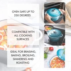 Nuovva Gietijzeren Braadpan Antiaanbaklaag Met Deksel - Sudderpan Blauw - Rond - Ø24 Cm - 4,7 Liter - 100% PFAS & PFOA Vrij - Geschikt Voor Alle Warmtebronnen - Elektrisch - Gas - Halogeen - Inductie – Keramisch -Keukengerei Winkel 1200x1200 411