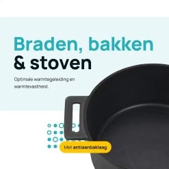 MOA Gietijzeren Braadpan - Inhoud 4,75 Liter - 26CM - Rond - Alle Warmtebronnen - Ook Voor Inductie - Gewicht 5,8 Kg - Zwart - MOAMC26B -Keukengerei Winkel 1200x1200 462