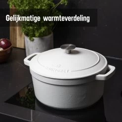 Daumonet Carême Blanc Gietijzeren Braadpan - Sudderpan Wit - Rond - Ø 26 Cm - 4,4 Liter - 100% PFAS & PFOA Vrij - Emaille - Geschikt Voor Alle Warmtebronnen - Elektrisch - Gas - Halogeen - Inductie - Keramisch - Vaatwasserbestendig -Keukengerei Winkel 1200x1200 487
