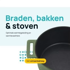 MOA Gietijzeren Braadpan - Inhoud 4,75 Liter - 26CM - Rond - Alle Warmtebronnen - Ook Voor Inductie - Gewicht 5,8 Kg - Olijfgroen - MC26OG -Keukengerei Winkel 1200x1200 493