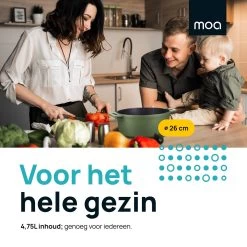 MOA Gietijzeren Braadpan - Inhoud 4,75 Liter - 26CM - Rond - Alle Warmtebronnen - Ook Voor Inductie - Gewicht 5,8 Kg - Olijfgroen - MC26OG -Keukengerei Winkel 1200x1200 496