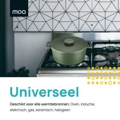 MOA Gietijzeren Braadpan - Inhoud 4,75 Liter - 26CM - Rond - Alle Warmtebronnen - Ook Voor Inductie - Gewicht 5,8 Kg - Olijfgroen - MC26OG -Keukengerei Winkel 1200x1200 497