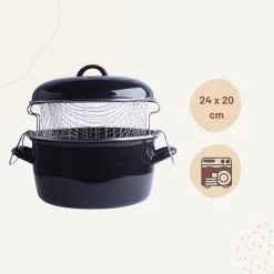 Orange85 Frituurpan - Zwart - Inductie - Emaille - Diameter 24 Cm - Met Draadmand - 3,5 Liter 10 Orange85 Frituurpan - Zwart - Inductie - Emaille - Diameter 24 Cm - Met Draadmand - 3,5 Liter -Keukengerei Winkel 1200x1200 630