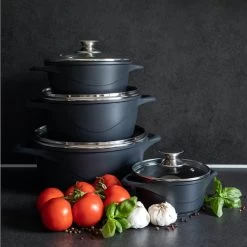 Smile 10 Delige Pannenset - Antiaanbaklaag - Vaatwasser Bestendig - Zwart -Keukengerei Winkel 1200x1200 730