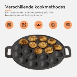 Ocina Poffertjespan– 19 Poffertjes – Poffertjesmaker – Poffertjespan Inductie – Poffertjespan Electrisch – Gietijzeren Pan – Inclusief Warmtebestendige Handvaten– Gratis Receptenboek -Keukengerei Winkel 1200x1200 770