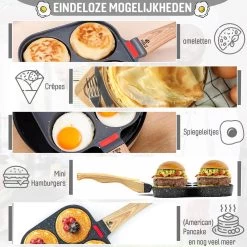 W&Z® Pannenkoekenpan Inductie - Pancake Pan - Omeletpan - Omeletmaker -Eierpan- Anti Aanbak - 4 Vakjes -Keukengerei Winkel 1200x1200 882