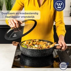 Westinghouse Hapjespan Inductie - Ø 32 Cm - Zwart Marmer - Speciale Editie - Met Deksel -Keukengerei Winkel 1200x1200 973