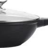Luxe Swiss Wokpan - Ø 28 Cm - Marmeren Coating - Inductie - Met Glazen Deksel - Zwart