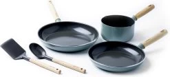 GreenPan Mayflower Pannenset - 3-delig + 2 Accessoires - Lichtblauw - Inductie - PFAS-vrij