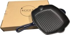 Koock Amsterdam® Grillpan - Geëmailleerd Gietijzer - Geschikt Voor Alle Warmtebronnen - Mat Blauw -Keukengerei Winkel 1200x602 2