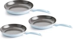 VitaVerde Expert Koekenpannenset Ø 20cm + Ø 24cm + Ø 28cm - Lichtblauw - Inductie - PFAS-vrij