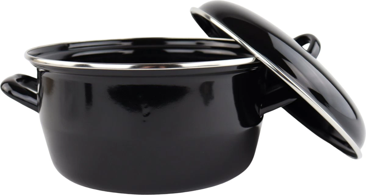 Orange85 Frituurpan - Zwart - Inductie - Emaille - Diameter 24 Cm - Met Draadmand - 3,5 Liter 2 Orange85 Frituurpan - Zwart - Inductie - Emaille - Diameter 24 Cm - Met Draadmand - 3,5 Liter - Afbeelding 2