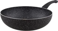 Granite Stone Wokpan - Ø 28cm– PFOA-vrij – Aluminium – Drielaag Coating – 3-laags Antiaanbaklaag – Elegant – Koken – Wokken – Gourmetten – Cadeau- Keuken – Gas – Elektrisch - Keramisch En Inductie – Wok Pan