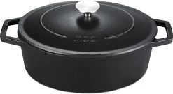 MOA Gietijzeren Braadpan - Inhoud 4,7 Liter - 29CM - Ovaal - Alle Warmtebronnen - Ook Voor Inductie - Gewicht 5,7 Kg - Zwart - C29B