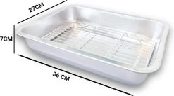 YUGN COMBI Set Braadslede Ovenschaal Combi Braadslee Oven Set - 2x Braadslede Met Rooster Voor Ovengerechten - 36x27x7CM En 40x30x7CM En Inclusief Bakkwast - Cadeau- Cadeautip -Keukengerei Winkel 1200x666 5