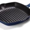 Koock Amsterdam® Grillpan - Geëmailleerd Gietijzer - Geschikt Voor Alle Warmtebronnen - Mat Blauw