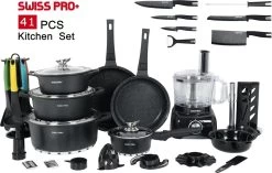 Swiss Pro+ - SWP41D22 - Pannenset 41 Delig - Foodprocessor - Messenblok 8 Delig - Kookgerei Set Met Houder 7 Delig - Starters Pakket - 2022 Serie - Limited Edition -uitzet -Keukengerei Winkel 1200x765 4