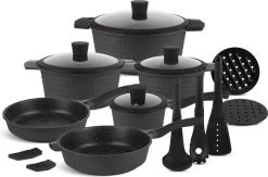Edënbërg Gray Line - 15-delige Luxe Pannenset Van Gesmeed Aluminium