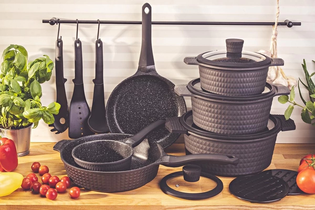 Edënbërg Gray Line - 15-delige Luxe Pannenset Van Gesmeed Aluminium 8 Edënbërg Gray Line - 15-delige Luxe Pannenset Van Gesmeed Aluminium - Afbeelding 8