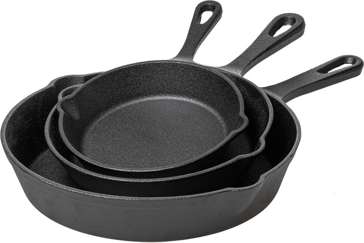 Blackwell Koekenpannenset - Gietijzer - ø 16, 20 En 25 Cm - Zonder Anti-aanbaklaag 1 Blackwell Koekenpannenset - Gietijzer - ø 16, 20 En 25 Cm - Zonder Anti-aanbaklaag