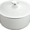 MOA Gietijzeren Braadpan - Inhoud 5,7 Liter - 26CM - Rond - Alle Warmtebronnen - Ook Voor Inductie - Gewicht 5,8 Kg - Wit - C26W