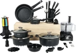 Swiss Pro+ - SWP41D22 - Pannenset 41 Delig - Foodprocessor - Messenblok 8 Delig - Kookgerei Set Met Houder 7 Delig - Starters Pakket - 2022 Serie - Limited Edition -uitzet -Keukengerei Winkel 1200x839 4