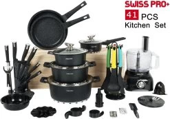 Swiss Pro+ - SWP41D22 - Pannenset 41 Delig - Foodprocessor - Messenblok 8 Delig - Kookgerei Set Met Houder 7 Delig - Starters Pakket - 2022 Serie - Limited Edition -uitzet -Keukengerei Winkel 1200x839 5