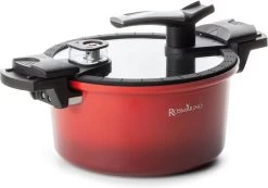 Rosmarino - Snelkookpan Met Glazen Deksel - Zwart - Ø24cm - 5 Liter - 100% PFAS & PFOA Vrij - Aluminium - Pressure Cooker - Non-stick Minerale Coating - Ergonomische Handgrepen - Geschikt Voor Alle Warmtebronnen