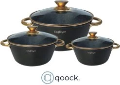 Cheffinger Luxe Braadpannen Set - Rose Gold Line - 6 Delig - Inclusief Deksel - Inductie - 20, 24 & 28CM