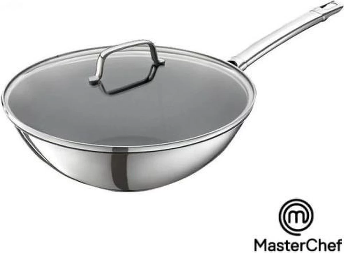 MasterChef / Jumbo - Wokpan - Met Glazen Deksel - 28 Cm - Inductie 1 MasterChef / Jumbo - Wokpan - Met Glazen Deksel - 28 Cm - Inductie