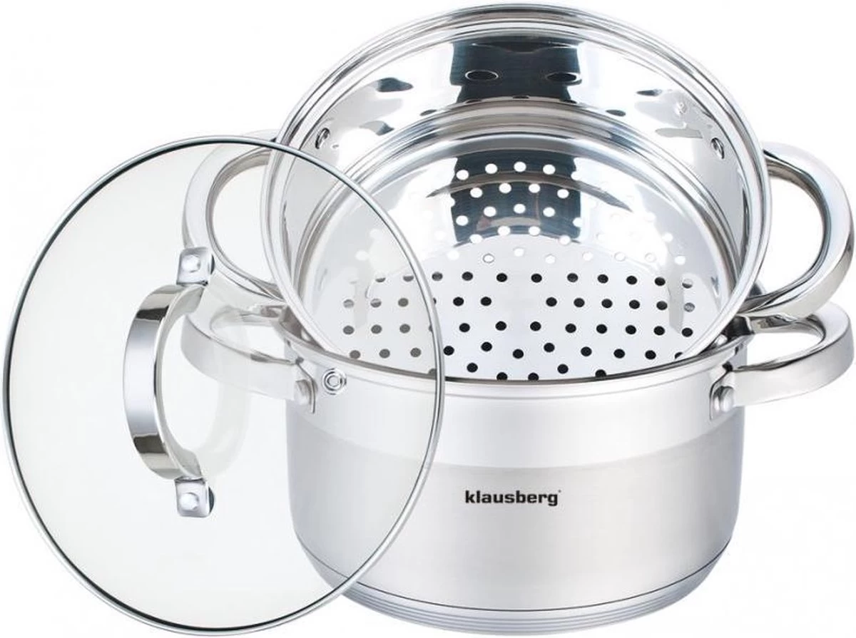Klausberg 7135 - Stoompan - 3 Delig - 18cm - Rvs - Alle Warmtebronnen 1 Klausberg 7135 - Stoompan - 3 Delig - 18cm - Rvs - Alle Warmtebronnen